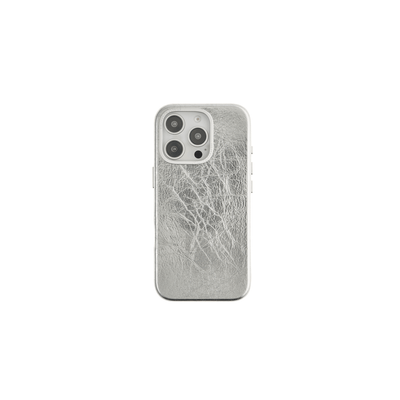 The Personal Print Phone Case Metallic Silver / iPhone 16 Pro Max Full Wrap Genuine Nappa Leather Magsafe iPhone Case