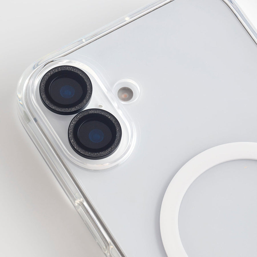 Foney Couture Lens Protector iPhone 16 & 16 Plus / Glitter Black Jewellery Lens Protector for iPhone 16 Series