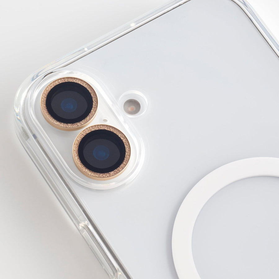 Foney Couture Lens Protector iPhone 16 & 16 Plus / Glitter Gold Jewellery Lens Protector for iPhone 16 Series