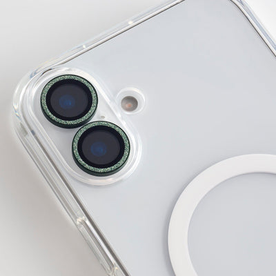 Foney Couture Lens Protector iPhone 16 & 16 Plus / Glitter Green Jewellery Lens Protector for iPhone 16 Series