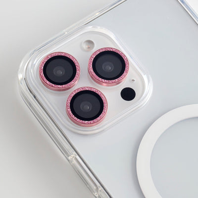 Foney Couture Lens Protector iPhone 16 Pro & 16 Pro Max / Glitter Pink Jewellery Lens Protector for iPhone 16 Series