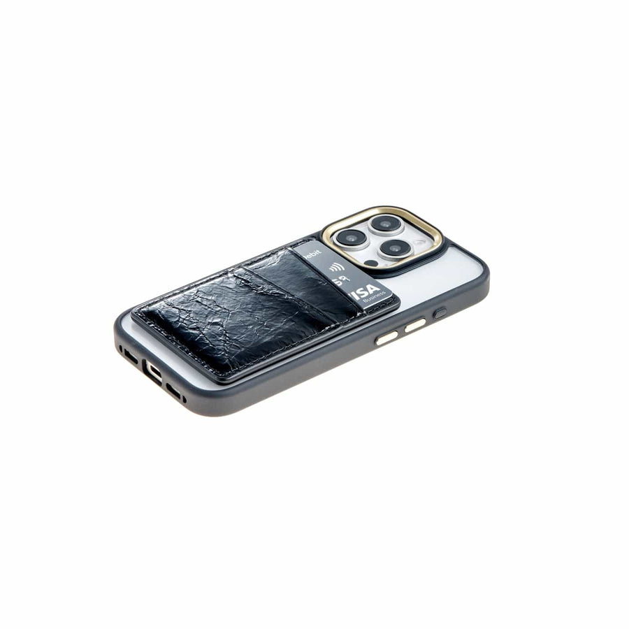 The Personal Print Wallet Shiny Black MagSafe Slim Card Pocket Sleeve