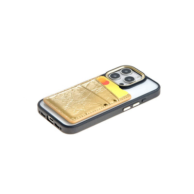 The Personal Print Wallet Shiny Gold MagSafe Slim Card Pocket Sleeve