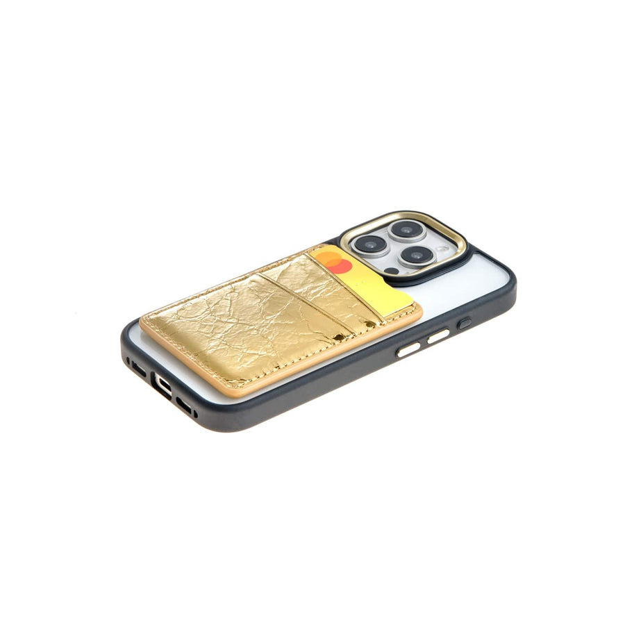 The Personal Print Wallet Shiny Gold MagSafe Slim Card Pocket Sleeve