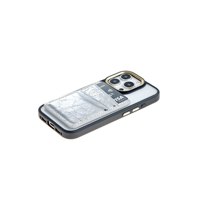 The Personal Print Wallet Shiny Silver MagSafe Slim Card Pocket Sleeve