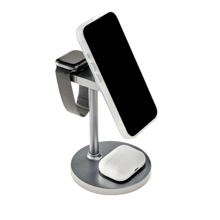 Raw TechLabs Cables & Chargers Grey 3 in 1 Wireless Charger Tower