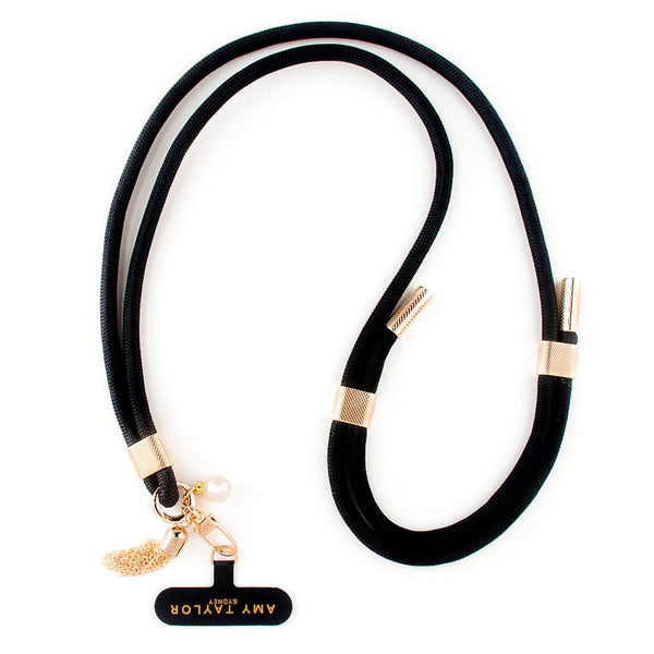 Fone King x Amy Taylor Black AMY TAYLOR Active Cross Body Strap#Colour_Black / Gold