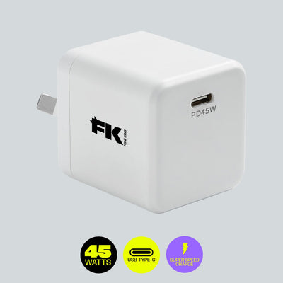 Fone King Cables & Chargers White FK 45W Single USB-C Super Speed Charger