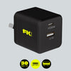 Fone King Cables & Chargers Black FK SUPER SPEED DUAL WALL CHARGER - 30W