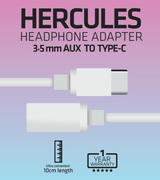 Hercules Cables & Chargers Headphone 3.5mm AUX to Type C Adapter