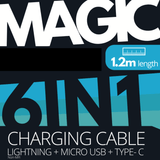 Fone King Cables & Chargers MAGIC 6IN1 CHARGING CABLE ( TYPE C, MICRO USB)