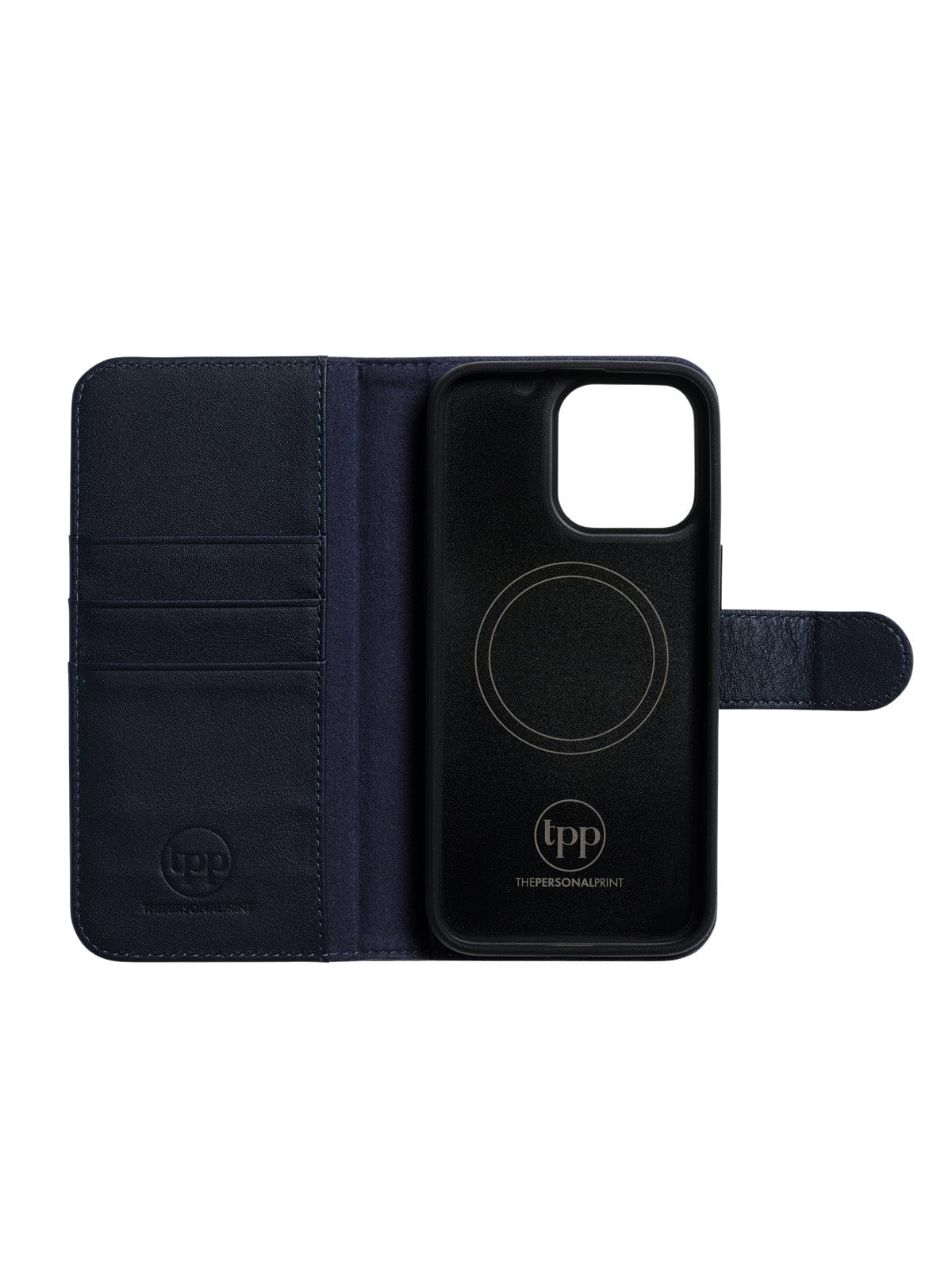 The Personal Print Phone Cases Magnetic Wallet Magsafe Genuine Nappa iPhone Case#colour_Navy