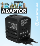 Raw Tech Labs Cables & Chargers RAW TECHLABS TRAVEL ADAPTOR BLACK