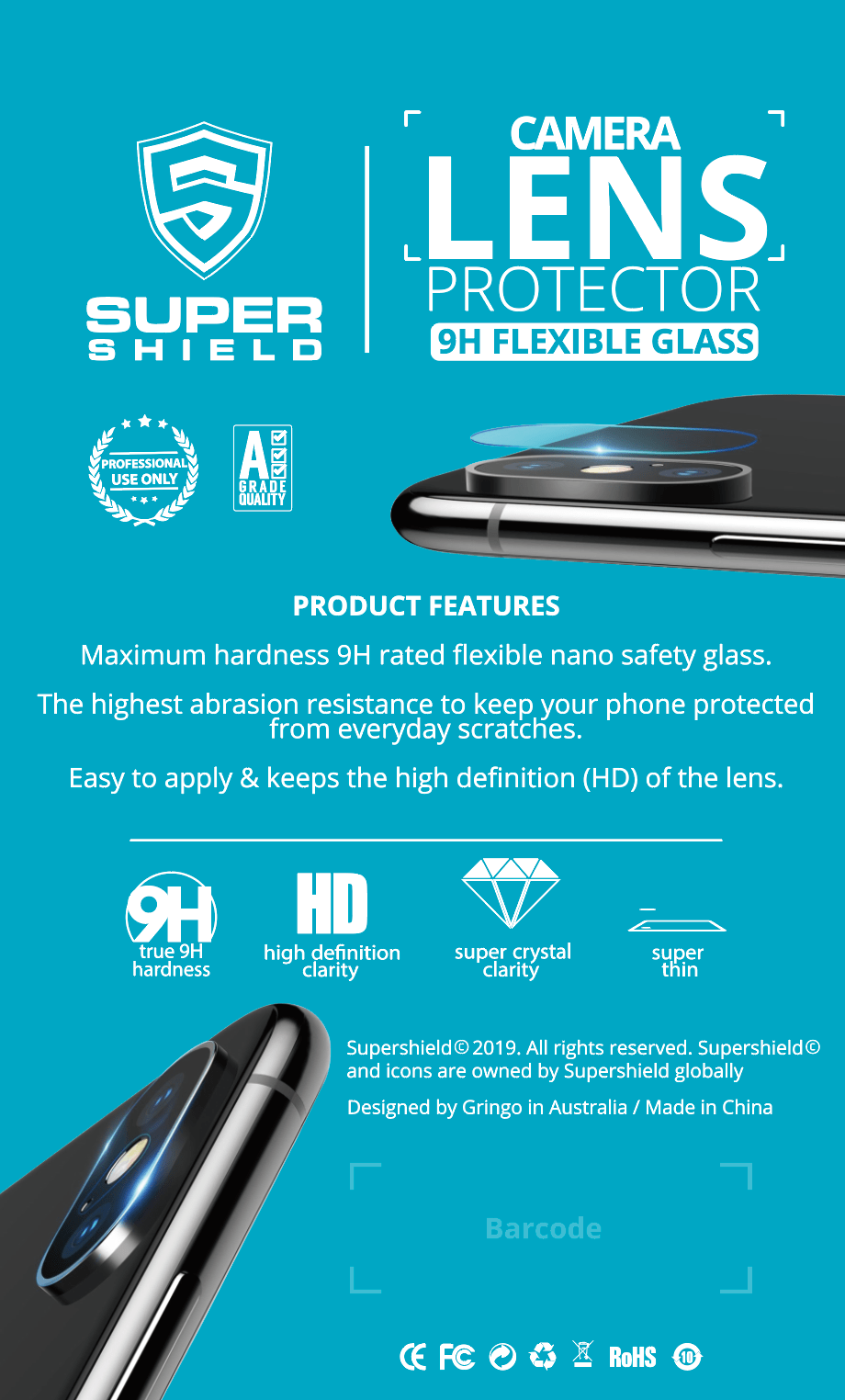 Super Shield Screen Protectors SUPER SHIELD Anti-Shock iPhone Camera Film Protector