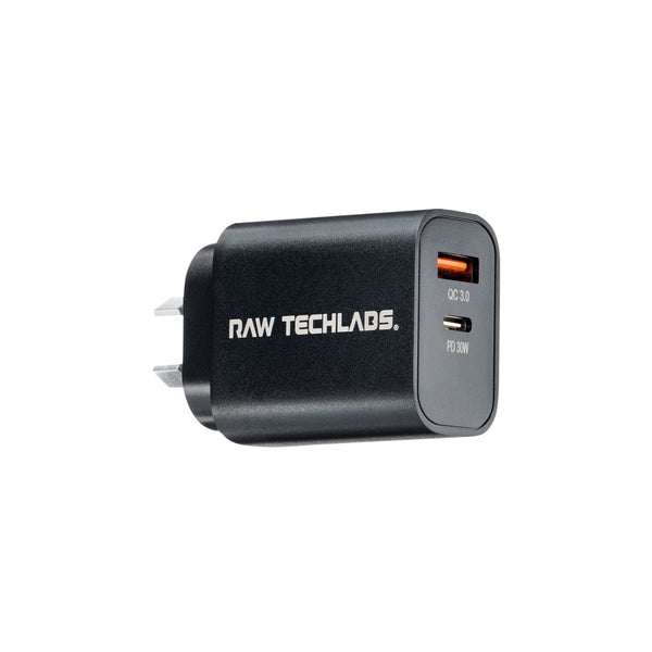 Raw TechLabs Cables & Chargers Black Super Speed Wall Charger 30W